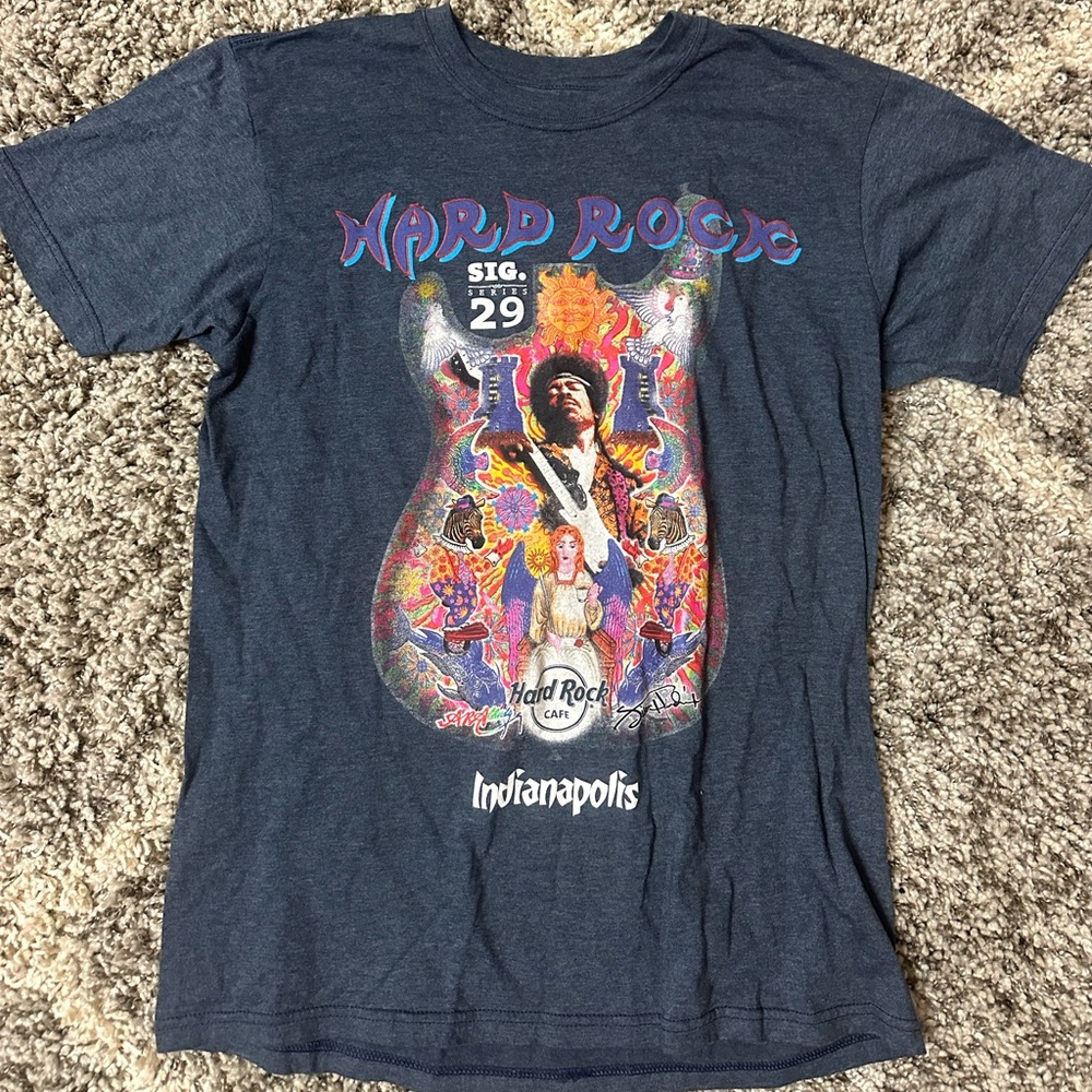 Medium Navy Hard Rock Cafe Authentic Hendrix T-shirt